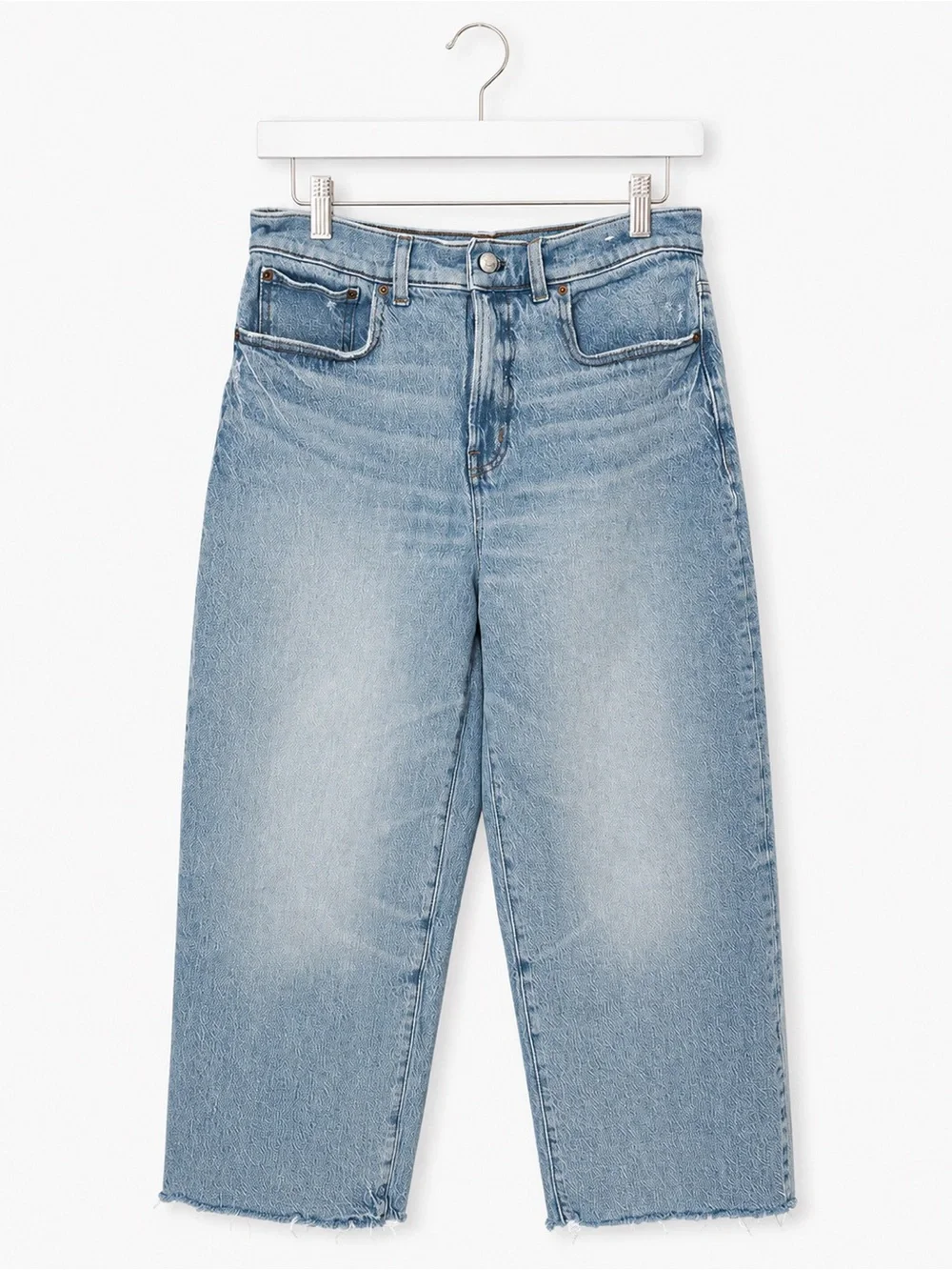 Madewell The Perfect Vintage Wide Leg Jeans Size 28 Light Wash Raw Hem Crop